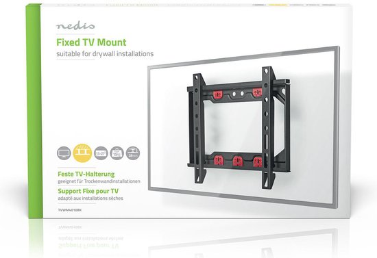 Nedis Vaste TV-Muurbeugel - 13-27 " - Maximaal schermgewicht: 15 kg - Minimale muurafstand: 24 mm - Staal - Zwart - afbeelding 3