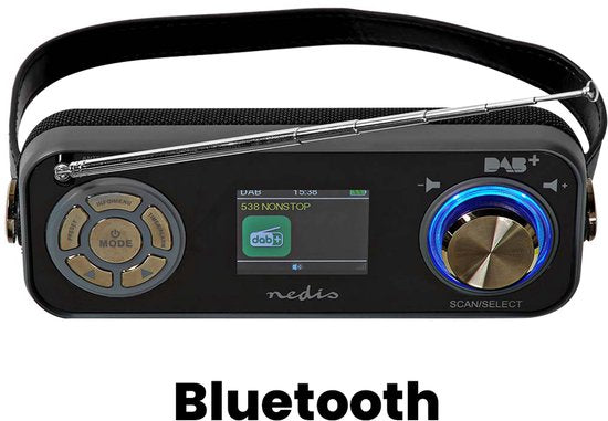 Nedis DAB+ Radio - Tafelmodel - DAB+ / FM - 2.40 " - Kleurenscherm - Batterij Gevoed / Netvoeding - Digitaal - 24 W - Bluetooth - Koptelefoonoutput - Wekkerfunctie - Slaaptimer - IP20 - Handvat - Zwart - afbeelding 13