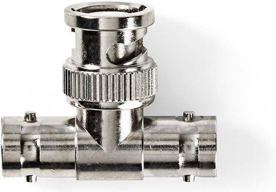 Nedis BNC-Adapter - BNC Male - 2x BNC Female - Vernikkeld - 50 Ohm - T-Splitter - Metaal - Zilver - 10 Stuks - Polybag - afbeelding 1