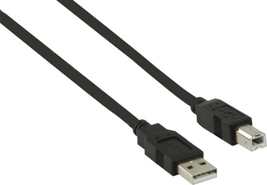 Nedis USB-Kabel - USB 2.0 - USB-A Male - USB-B Male - 480 Mbps - Vernikkeld - m - Rond - PVC - Zwart - afbeelding 2