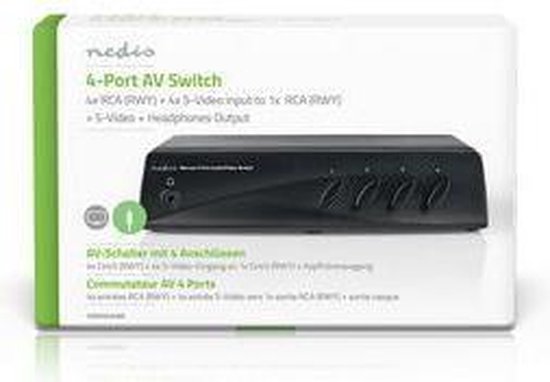 Nedis S-Video Switches - 4-Poorts poort(en) - Input: 4x Composiet-Video + S-Video - Output: 1x 3,5 mm / 1x Composiet-Video - 1024x576 - ABS - Zwart - afbeelding 11