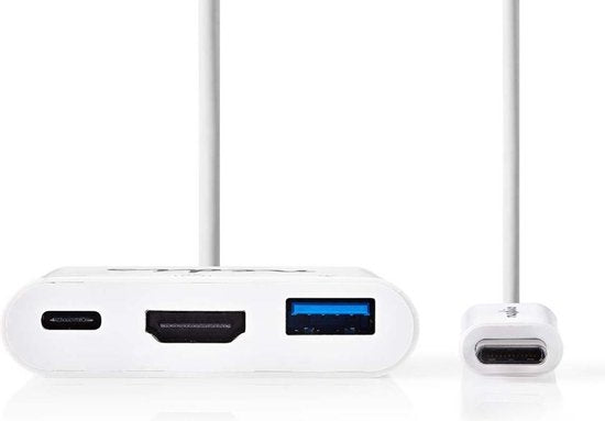 Nedis USB Multi-Port Adapter - USB 3.2 Gen 1 - USB-C Male - HDMI Output / USB-A Female / USB-C Female - 5 Gbps - 0.20 m - Rond - Vernikkeld - PVC - Wit - Polybag - afbeelding 6