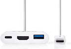 Nedis USB Multi-Port Adapter - USB 3.2 Gen 1 - USB-C Male - HDMI Output / USB-A Female / USB-C Female - 5 Gbps - 0.20 m - Rond - Vernikkeld - PVC - Wit - Polybag - afbeelding 6