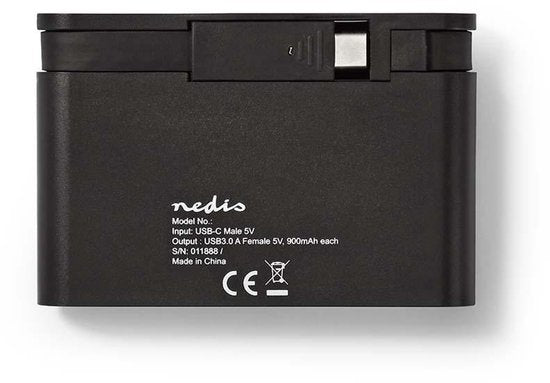 Nedis USB Multi-Port Adapter - USB 3.1 - USB-C Male - RJ45 Female / 3x USB-A - Rond - Vernikkeld - Zwart - Window Box met Euro Lock - afbeelding 9