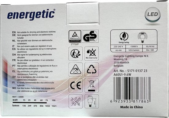 3 x Energetic 75 Watt Led Lamp SALE ( Werkelijk Stroomverbruik 9.6 Watt) - afbeelding 2