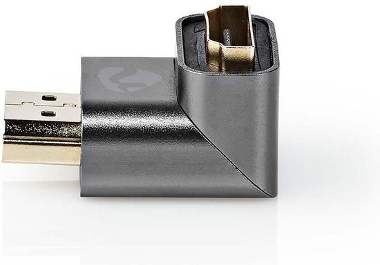 Nedis HDMI-Adapter - HDMI Connector / HDMI Male - HDMI Output - Verguld - 90° Gehoekt - Aluminium - Gun Metal Grijs - 1 Stuks - Cover Window Box - afbeelding 3
