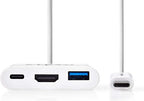 Nedis USB Multi-Port Adapter - USB 3.2 Gen 1 - USB-C Male - HDMI Output / USB-A Female / USB-C Female - 5 Gbps - 0.20 m - Rond - Vernikkeld - PVC - Wit - Doos - afbeelding 3