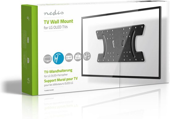 Nedis Kantelbare TV-Muurbeugel - 32-65 " - Maximaal schermgewicht: 30 kg - Kantelbaar: 5 ° - Minimale muurafstand: 53 mm - Staal - Zwart - afbeelding 9