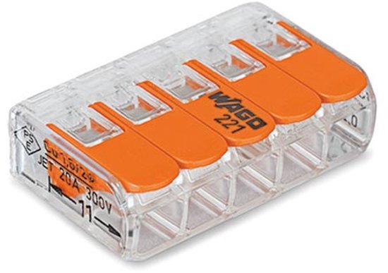 Wago 221-415 klemmenblok 1P Oranje, Transparant (25 stuks) - afbeelding 1