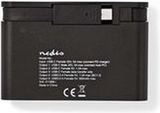 Nedis USB Multi-Port Adapter - USB 3.2 Gen 2 - USB-C Male - 2x USB-A / 2x USB-C - Rond - Vernikkeld - Zwart - Doos - afbeelding 11