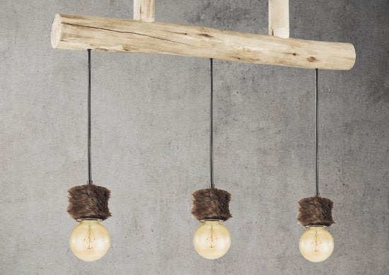 Home Sweet Home - Landelijke Hanglamp Furdy - geschikt voor E27 LED lichtbron - 3 lichts hanglamp gemaakt van Hout - 60/60/131cm - Pendellamp - afbeelding 5