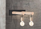 Home Sweet Home - Landelijke Wandlamp Billy - Muurlamp gemaakt van hout - Zwart - 29/20/22cm - wandlamp geschikt voor woonkamer, slaapkamer- - afbeelding 3