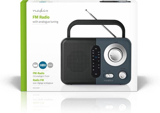 Nedis FM-Radio - Draagbaar Model - FM - Batterij Gevoed / Netvoeding - Analoog - 2.4 W - Zwart-Wit Scherm - Koptelefoonoutput - IP20 - Handvat - Grijs / Zwart - afbeelding 6
