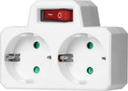 Doorvoerstekker met schakelaar - 2x - Schuko - splitter - verdeelstekker - Wit - afbeelding 1