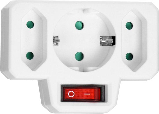 Doorvoerstekker met schakelaar - 2x - Schuko - splitter - verdeelstekker - Wit - afbeelding 15