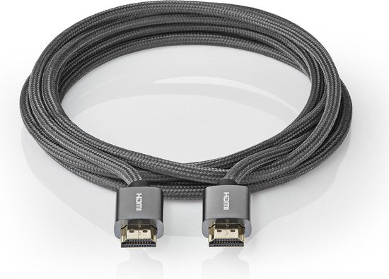 Nedis High Speed ​​HDMI-Kabel met Ethernet - HDMI Connector - HDMI Connector - 4K@60Hz - ARC - 18 Gbps - 1.00 m - Rond - Katoen - Gun Metal Grijs - Cover Window Box - afbeelding 5