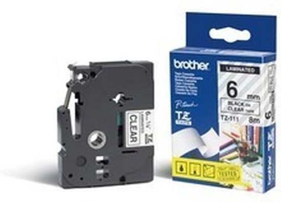 TZ-111 6mm - black on transparant - laminated (8m) - afbeelding 7