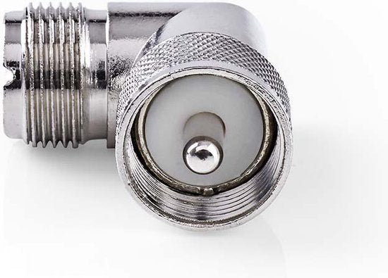 Nedis Satelliet- en Antenne-Adapter - PL259 Male - PL259 Female - Vernikkeld - 75 Ohm - 90° Gehoekt - Metaal - Zilver - 10 Stuks - Polybag - afbeelding 1