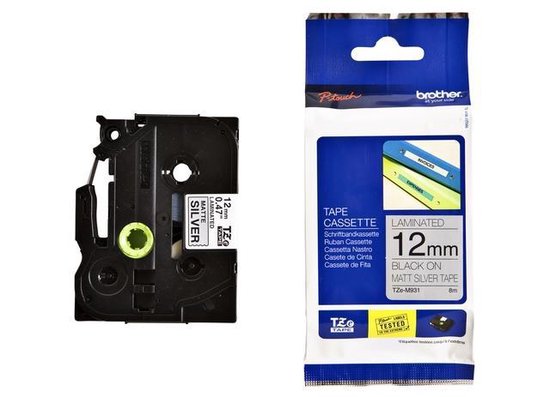 TZ-M931 12mm - black on silver mat - laminated (8m) - afbeelding 11