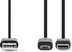 Nedis 2-in-1-Kabel - USB 2.0 - USB-A Male - USB Micro-B Male / USB-C Male - 480 Mbps - 1.00 m - Vernikkeld - Rond - PVC - Zwart - Blister - afbeelding 5