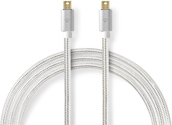 Nedis Mini DisplayPort-Kabel | DisplayPort 1.4 | Mini-DisplayPort Male | Mini-DisplayPort Male | 32.4 Gbps | Verguld | 2.00 m | Rond | Gevlochten | Zilver | Cover Window Box - afbeelding 1