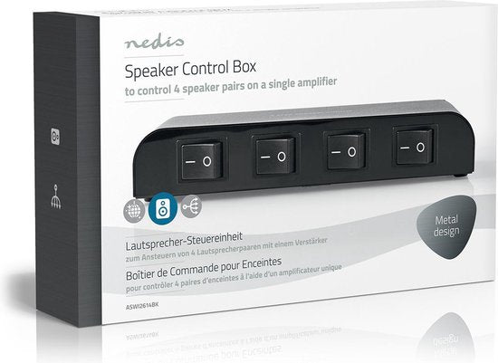 Nedis Speaker Control Box - 4-Poorts poort(en) - Terminal Schroeven - Luidspreker Impedantie: 4-16 Ohm - Maximale Belasting per Kanaal: 200 W - Aluminium - Zwart - afbeelding 8