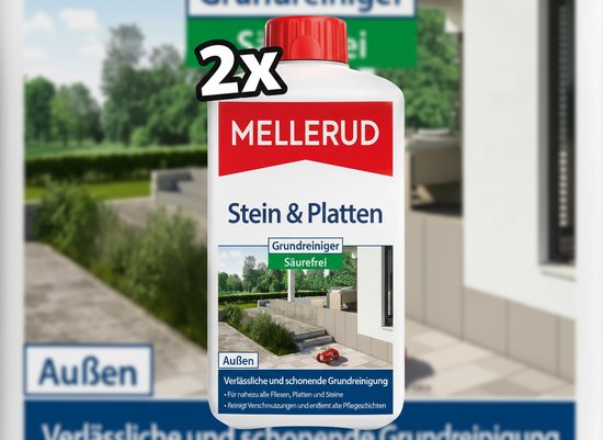 2 x MELLERUD Steen & Tegels Intensieve Reiniger 1L – Dieptereiniging voor Natuursteen, Keramische Tegels & Terrassen - afbeelding 1