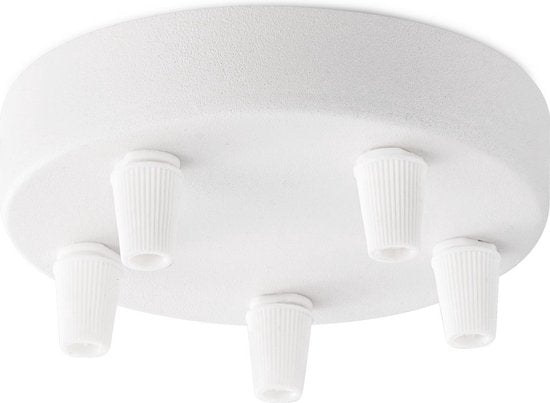 Home Sweet Home - Plafondkap Wit - 12/12/4.5cm - 5 lichts Planfondkap - Ronde plafondrozet - metaal - inclusief aansluit box en montage beugel - - afbeelding 1
