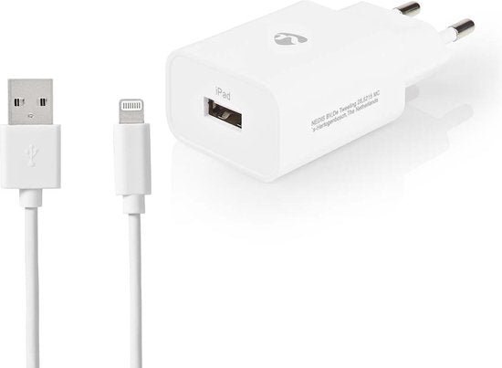 Nedis Oplader - 12 W - 1x 2.4 A - Outputs: 1 - USB-A - Lightning 8-Pins (Los) Kabel - 1.00 m - Single Voltage Output - Wit - afbeelding 5