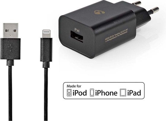 Nedis Oplader - 12 W - Snellaad functie - 1x 2.4 A - Outputs: 1 - USB-A - Lightning 8-Pins (Los) Kabel - 1.00 m - Single Voltage Output - afbeelding 9