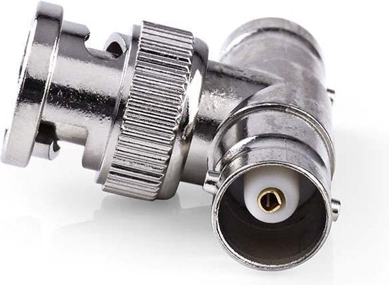Nedis BNC-Adapter - BNC Male - 2x BNC Female - Vernikkeld - 50 Ohm - T-Splitter - Metaal - Zilver - 10 Stuks - Polybag - afbeelding 2