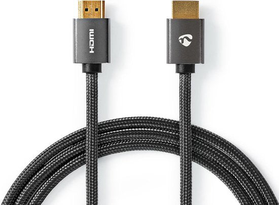 Nedis High Speed ​​HDMI-Kabel met Ethernet - HDMI Connector - HDMI Connector - 4K@60Hz - ARC - 18 Gbps - 1.00 m - Rond - Katoen - Gun Metal Grijs - Cover Window Box - afbeelding 1