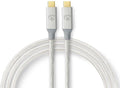 Nedis USB-Kabel - USB 3.2 Gen 2x2 - USB-C Male - USB-C Male - 100 W - 4K@60Hz - 20 Gbps - Verguld - 1.00 m - Rond - Gevlochten / Nylon - Zilver - Cover Window Box - afbeelding 1
