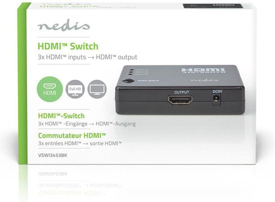 Nedis HDMI-Switch - 3 poort(en) - 3x HDMI Input - 1x HDMI Output - 1080p - 3.4 Gbps - ABS - Zwart - afbeelding 8