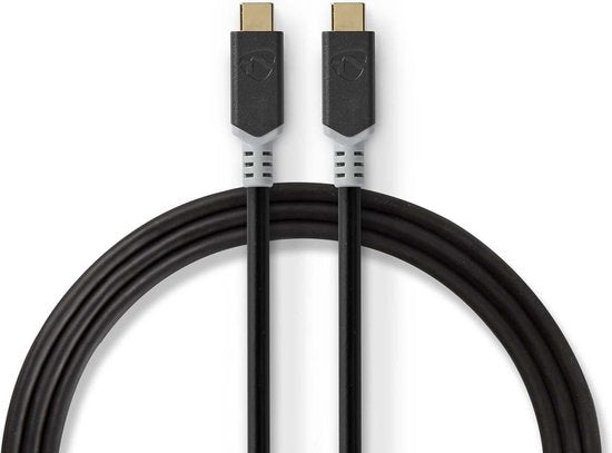 Nedis USB-Kabel - USB 3.2 Gen 2x2 - USB-C Male - USB-C Male - 100 W - 4K@60Hz - 20 Gbps - Verguld - 2.00 m - Rond - PVC - Antraciet - Doos - afbeelding 6