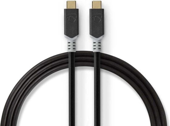 Nedis USB-Kabel - USB 3.2 Gen 2x2 - USB-C Male - USB-C Male - 100 W - 4K@60Hz - 20 Gbps - Verguld - 1.00 m - Rond - PVC - Antraciet - Window Box - afbeelding 5
