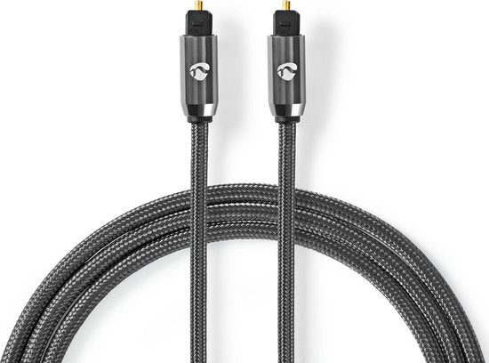 Nedis Digitale Audiokabel | TosLink Male - TosLink Male | Gun Metal Grey | Gevlochten Kabel - afbeelding 1