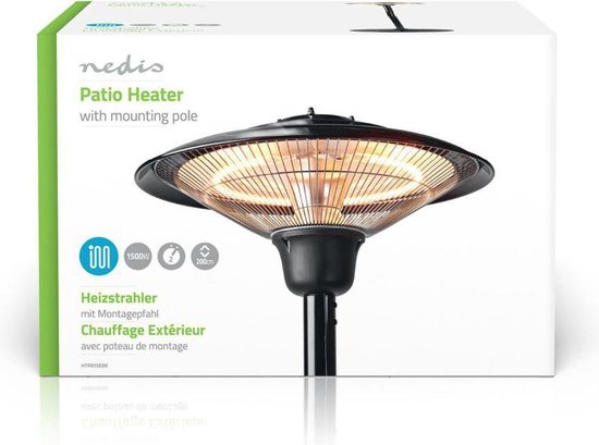 Nedis Patio Verwarmer - 1500 W - 1 Warmte Stand - Omvalpreventie - IP34 - Zwart - afbeelding 15