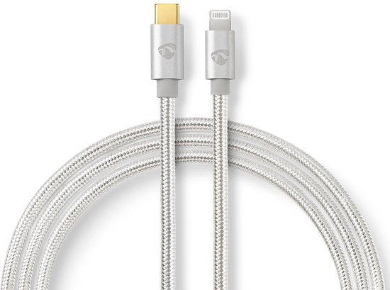 Nedis Premium 8-pins Lightning naar USB-C kabel - USB2.0 - tot 20V/3A / aluminium - meter - afbeelding 3