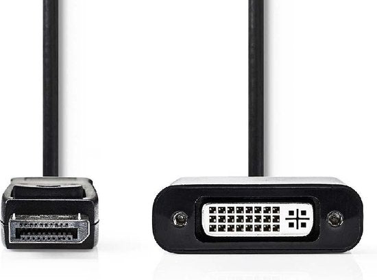 Nedis DisplayPort-Adapter - DisplayPort Male - DVI-D 24+1-Pins Female - 1080p - Vernikkeld - Recht - 0.20 m - Rond - PVC - ABS - Zwart - Envelop - afbeelding 3