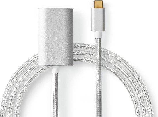 Nedis USB-C Adapter - USB 3.2 Gen 1 - USB-C Male - HDMI Output - 4K@60Hz - Power delivery - 2.00 m - Rond - Verguld - Gevlochten / Nylon - Zilver - Cover Window Box - afbeelding 3