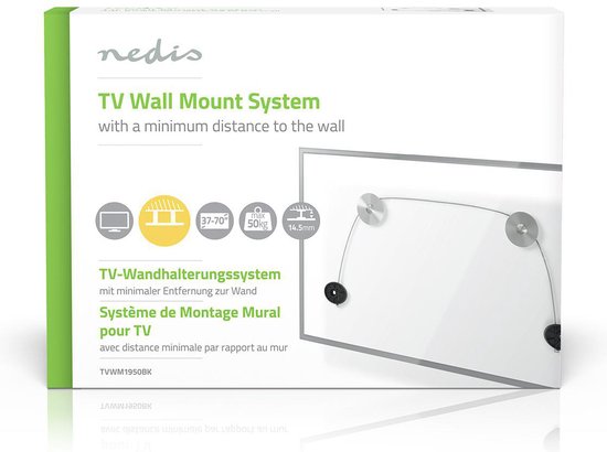 Nedis Vaste TV-Muurbeugel - 37-70 " - Maximaal schermgewicht: 50 kg - Minimale muurafstand: 14.5 mm - Montage draad - ABS / Staal - Metaal / Zwart - afbeelding 7
