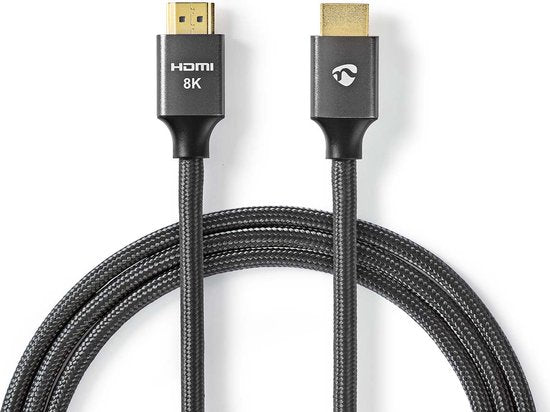 Nedis Ultra High Speed ​​HDMI-Kabel - HDMI Connector - HDMI Connector - 8K@60Hz - 48 Gbps - 1.00 m - Rond - 6.3 mm - Gun Metal Grijs - Cover Window Box - afbeelding 1