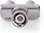Nedis BNC-Adapter - BNC Male - 2x BNC Female - Vernikkeld - 50 Ohm - Splitter - Metaal - Zilver - 10 Stuks - Polybag - afbeelding 1