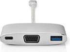 Nedis USB Multi-Port Adapter - 3-in-1 - USB 3.2 Gen 1 - USB-C Male - USB-A Female / USB-C Female / VGA Female 15p - 5 Gbps - 0.20 m - Rond - Verguld - Gevlochten / Nylon - Zilver - Cover Window Box - afbeelding 12