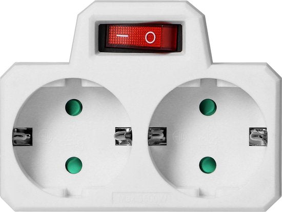 Doorvoerstekker met schakelaar - 2x - Schuko - splitter - verdeelstekker - Wit - afbeelding 5