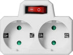 Doorvoerstekker met schakelaar - 2x - Schuko - splitter - verdeelstekker - Wit - afbeelding 5
