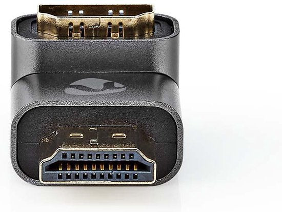 Nedis HDMI-Adapter - HDMI Connector / HDMI Male - HDMI Output - Verguld - 90° Gehoekt - Aluminium - Gun Metal Grijs - 1 Stuks - Cover Window Box - afbeelding 1