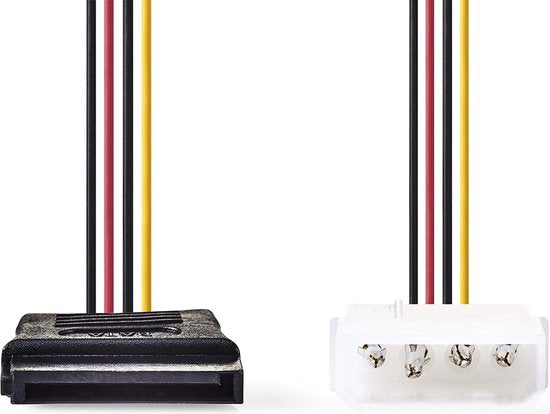 Nedis Interne Voedingskabel - Molex Male - SATA 15-Pins Female - Verguld - 0.15 m - Rond - PVC - Multicolour - Doos - afbeelding 1