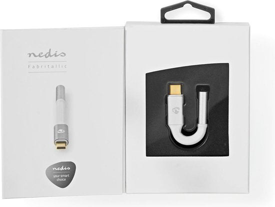 Nedis USB-C Adapter - USB 2.0 - USB-C Male - 3,5 mm Female - 0.08 m - Rond - Verguld - Gevlochten / Nylon - Wit / Zilver - Cover Window Box - afbeelding 7